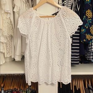Summer eyelet pullover blouse
